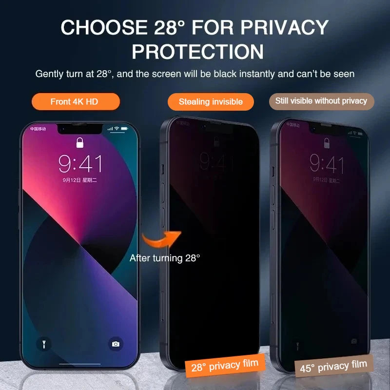 Privacy Tempered Glass Screen Protector for iPhone X Series - 15, 1-4 Pack