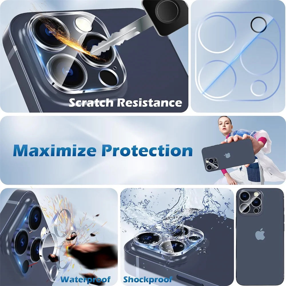 1~3 PCS Camera Protector For iPhone 16 15 Pro Max Camera Lens Film For APPle iPhone 15 ip 14 13 Mini 12 11 Pro Accessorios iPhone15 Pro Protege Camera Protection iPhone 15Pro lens glass