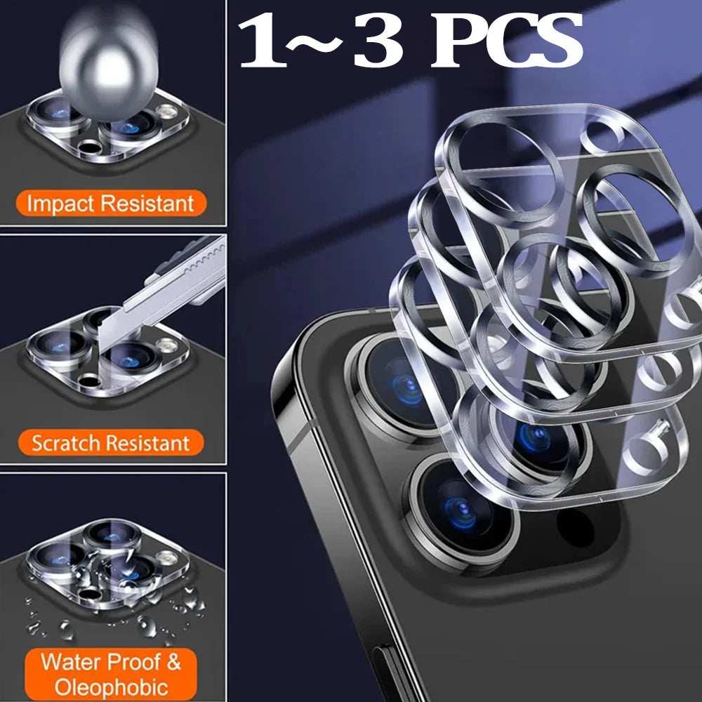 1~3 PCS Camera Protector For iPhone 16 15 Pro Max Camera Lens Film For APPle iPhone 15 ip 14 13 Mini 12 11 Pro Accessorios iPhone15 Pro Protege Camera Protection iPhone 15Pro lens glass